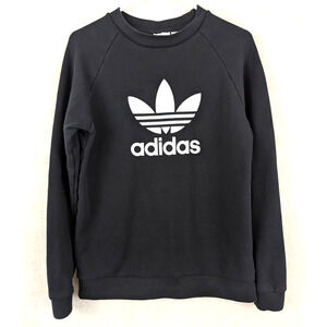 Adidas sz S Sweatshirt black spell out front logo in white women 2071
